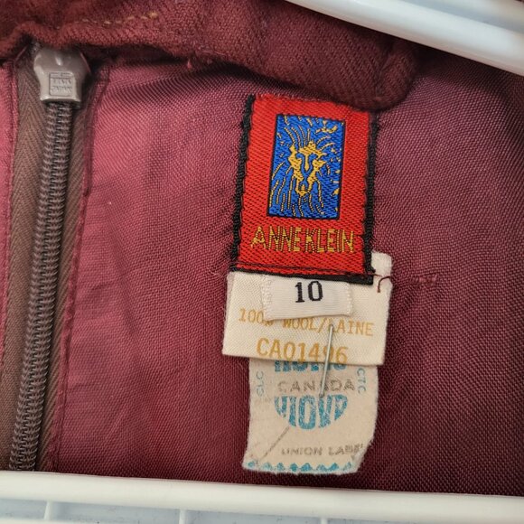 Anne Klein Burgundy 100% wool pants - Picture 4 of 5